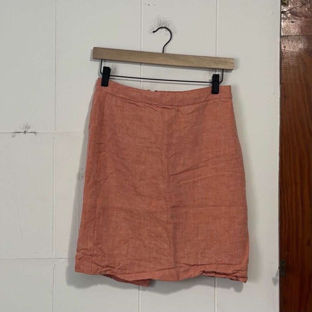 J .Crew Orange 100% Linen Skirt Size 0